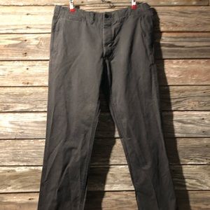 Gap Cadet 34/32 button fly pant. Gray. Button waist adjustment on back